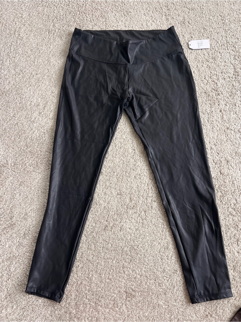 Time and Tru Faux Leather Leggings XXL Black High Rise NWT